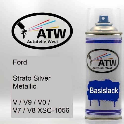 Ford, Strato Silver Metallic, V / V9 / V0 / V7 / V8 XSC-1056: 400ml Sprühdose, von ATW Autoteile West.